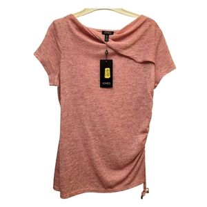 Jones New York Pink Peachy Drawstring Side Sleeveless Blouse Size Large